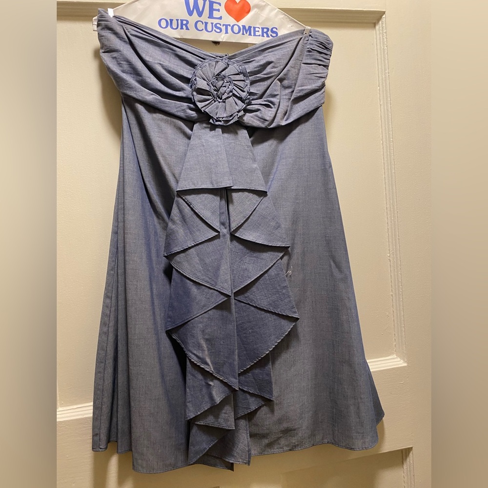 Elegant Blue Strapless Dress